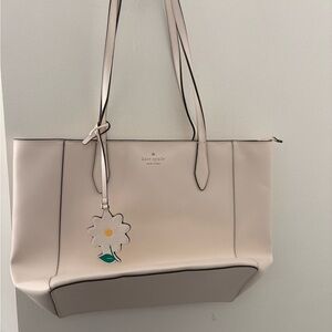 kate spade pale pink leather tote with daisy charm
